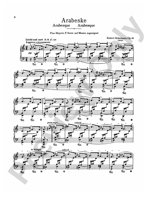 Schumann - Arabesque - Piano Solo (Digital Download)