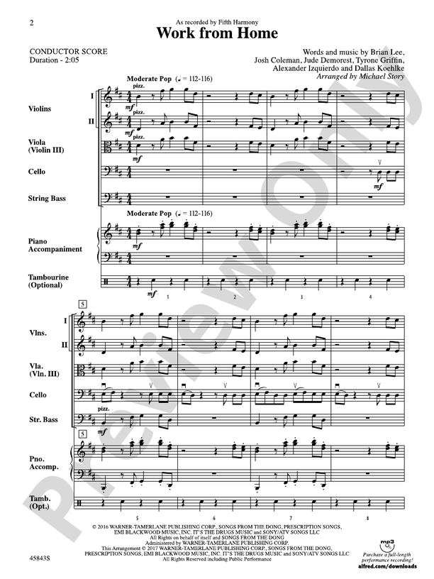 Work from Home - String Orchestra Conductor Score & Parts (Digital Download)