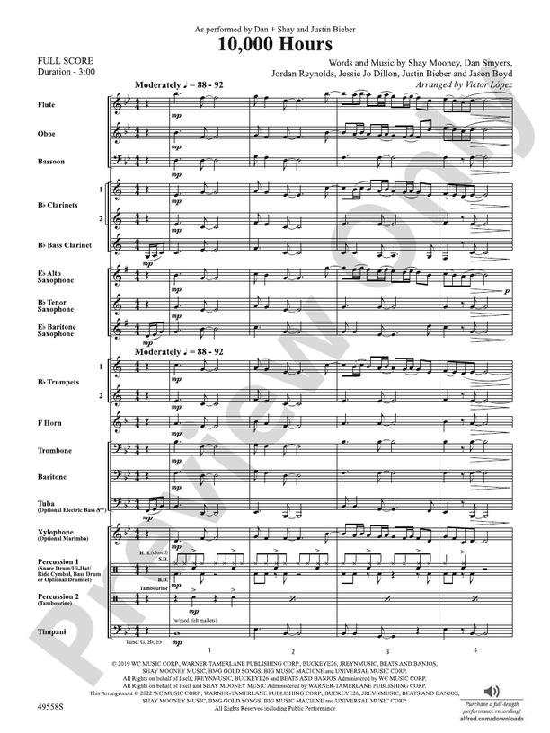 10,000 Hours - Concert Band Conductor Score & Parts (Digital Download)