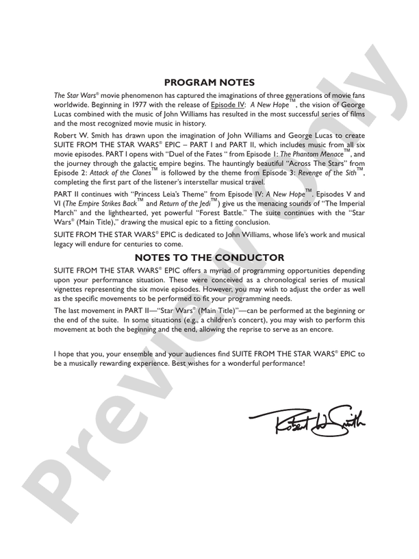 Suite from the Star Wars Epic -- Part I - Full Orchestra Conductor Score & Parts (Digital Download)