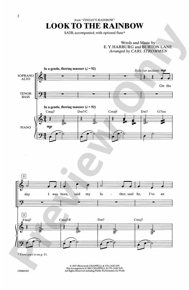 Look to the Rainbow (from Finian's Rainbow) – SATB Choral Octavo (Digital Download)