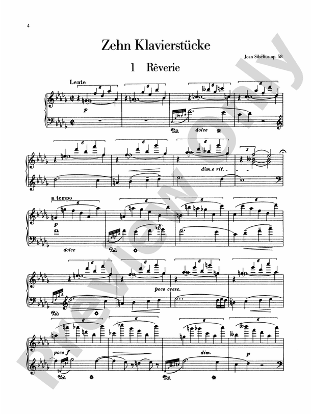 Sibelius - Ten Pieces, Op. 58 - Piano Solo (Digital Download)