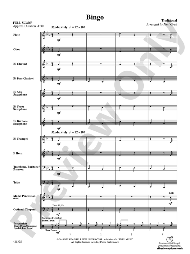 Bingo - Concert Band Conductor Score & Parts (Digital Download)