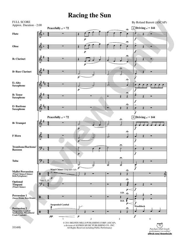 Racing the Sun - Concert Band Conductor Score & Parts (Digital Download)