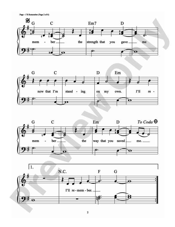 I'll Remember - Arr. Richard Bradley (DSM-PS-0005883) - Easy Piano (Digital Download)