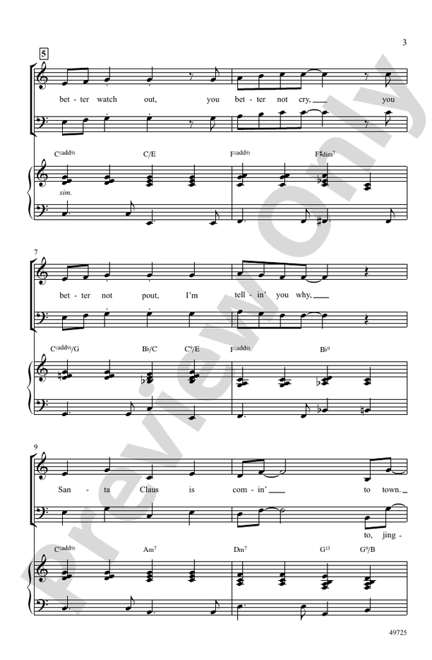 Santa Claus Is Comin' to Town (Arr. Kirby Shaw) - SATB Choral Octavo (Digital Download)