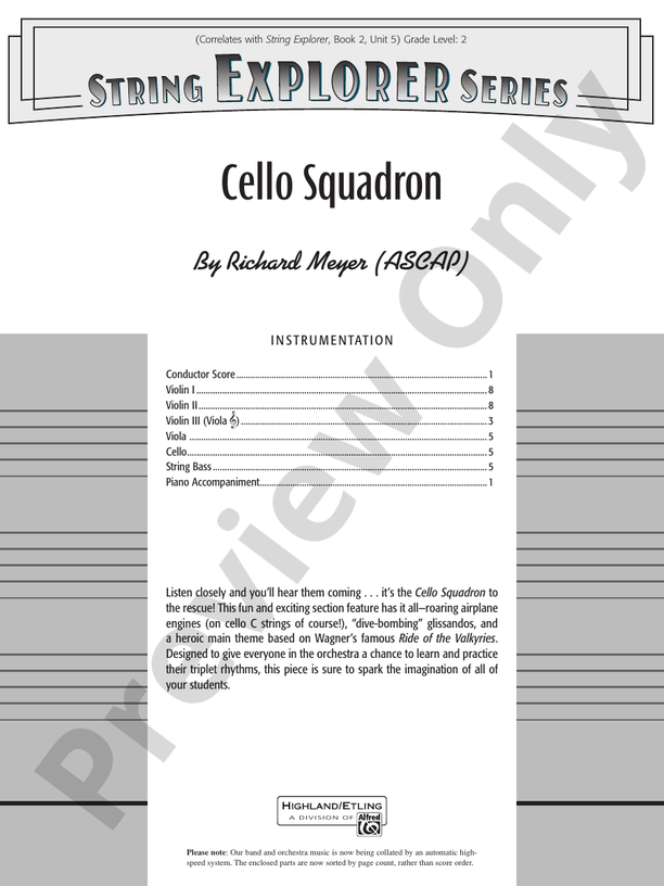 Cello Squadron – String Orchestra Conductor Score & Parts (Digital Download)