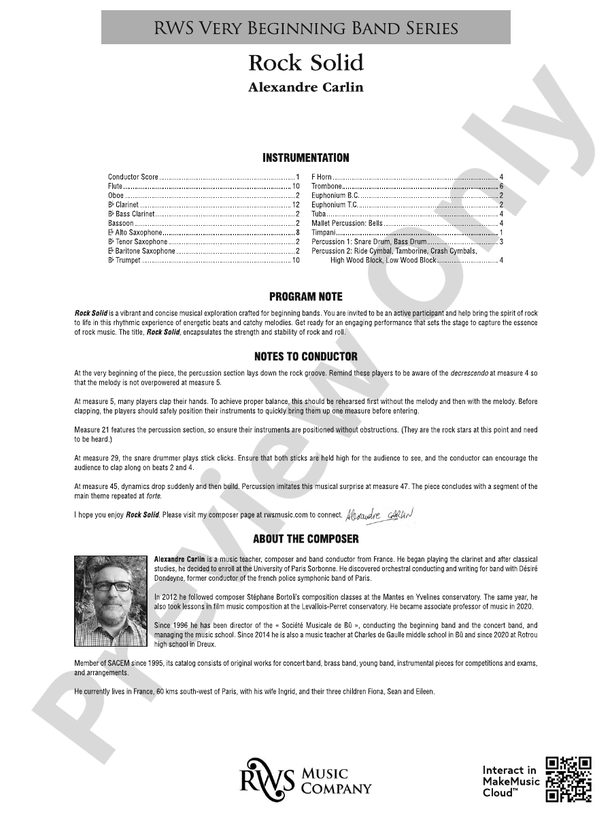 Rock Solid - Concert Band Conductor Score & Parts(Digital Download)