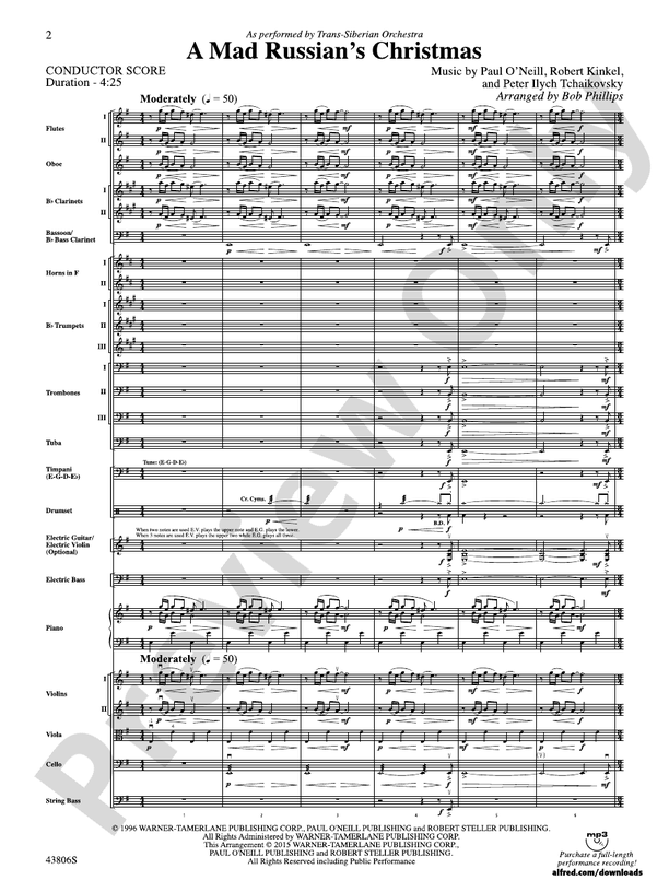 A Mad Russian's Christmas (Grade 3.5) – Full Orchestra Conductor Score & Parts (Digital Download)
