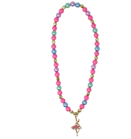 Ballet Dance Necklace Blue and Pink Beads