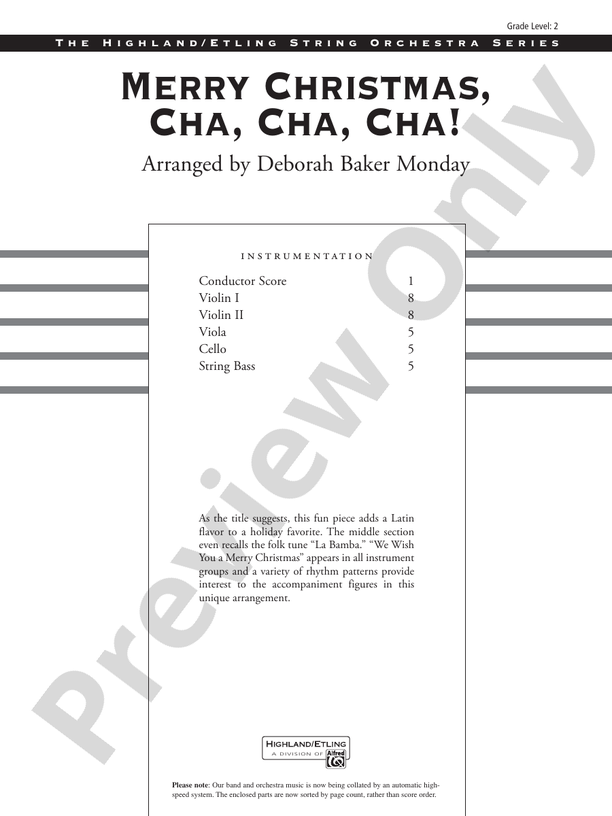 Merry Christmas, Cha, Cha, Cha! – String Orchestra Conductor Score & Parts (Digital Download)