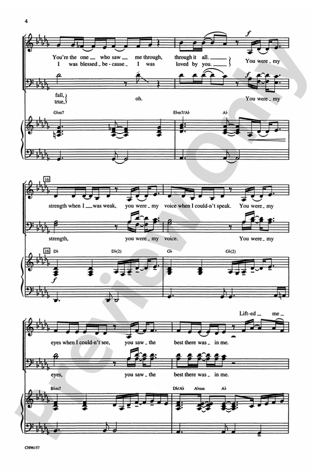 Because You Loved Me (Theme from Up Close & Personal) – SATB Choral Octavo (Digital Download)