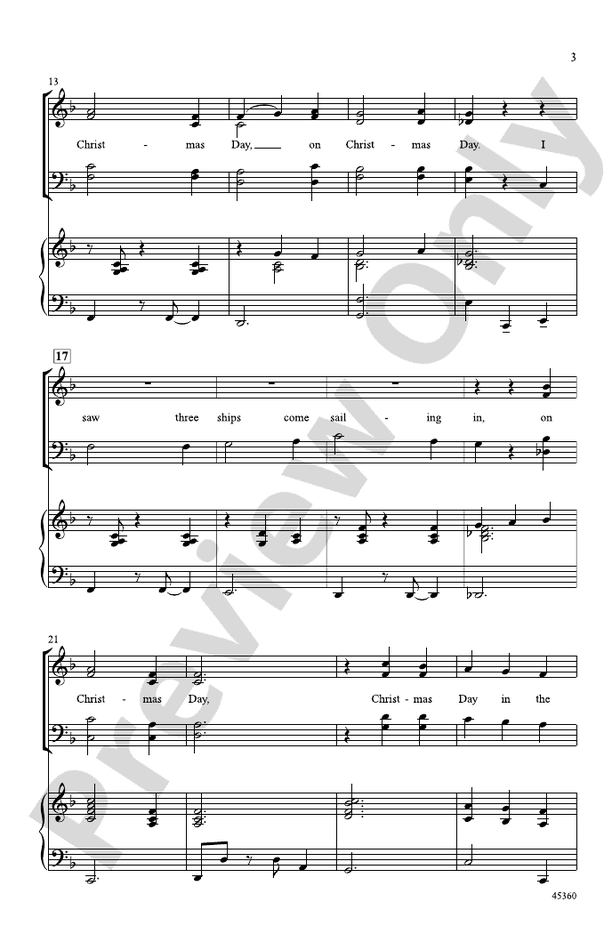I Saw Three Ships - Arr. Andy Beck – SATB Choral Octavo - Digital Sheet Music Download (Digital Download)