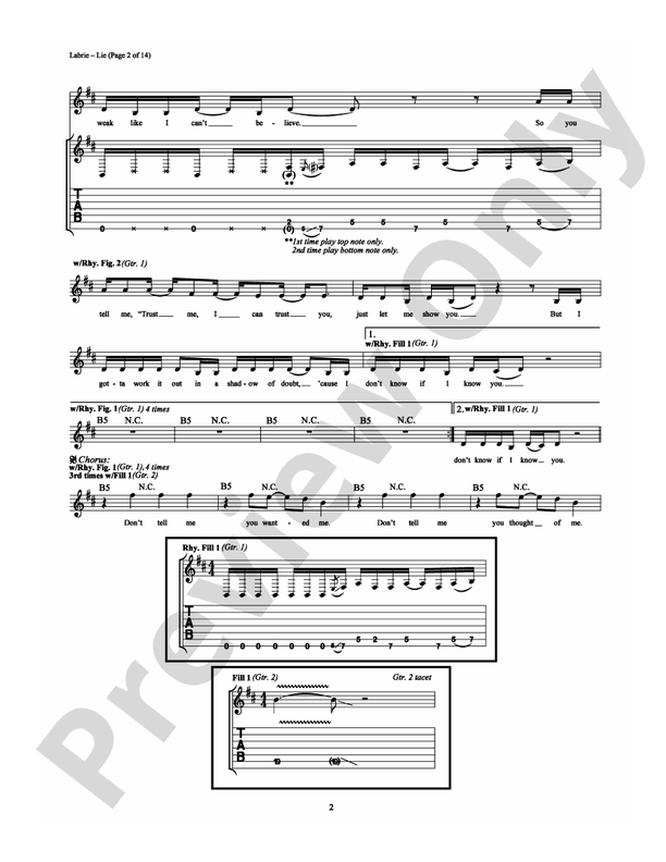 Lie - Guitar TAB (Digital Download)