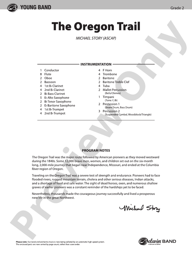 The Oregon Trail - Concert Band Conductor Score & Parts (Digital Download)