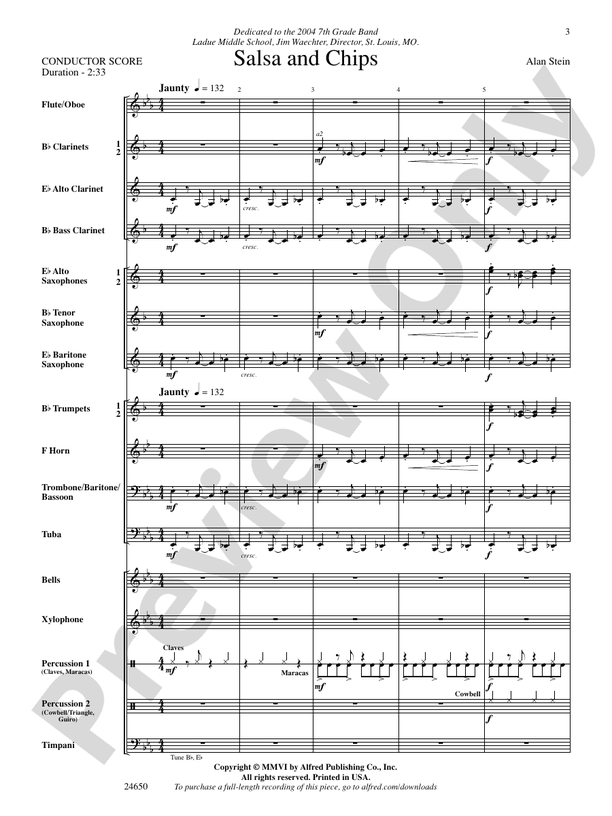 Salsa and Chips - Concert Band Conductor Score & Parts (Digital Download)
