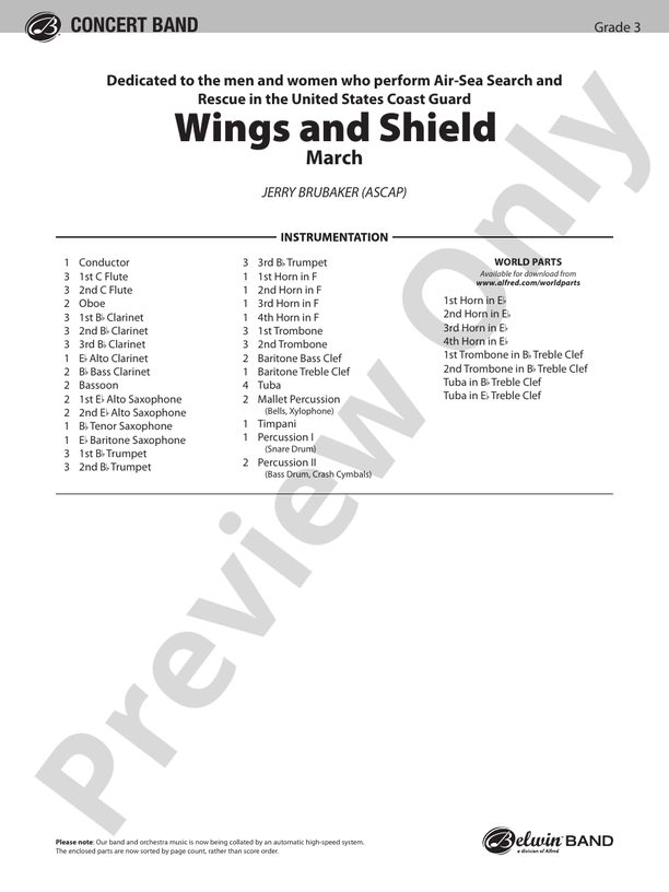 Wings and Shield - Concert Band Conductor Score & Parts (Digital Download)