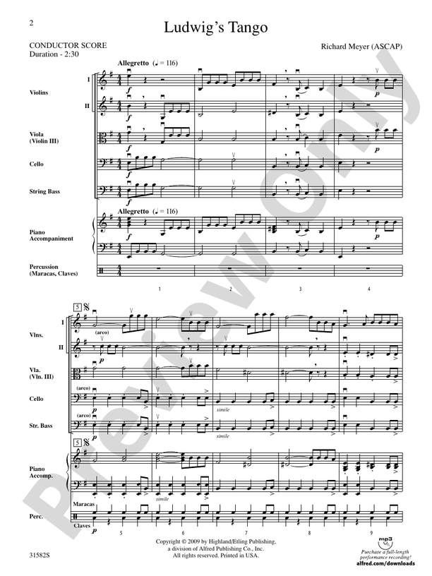 Ludwig's Tango – String Orchestra Conductor Score & Parts (Digital Download)