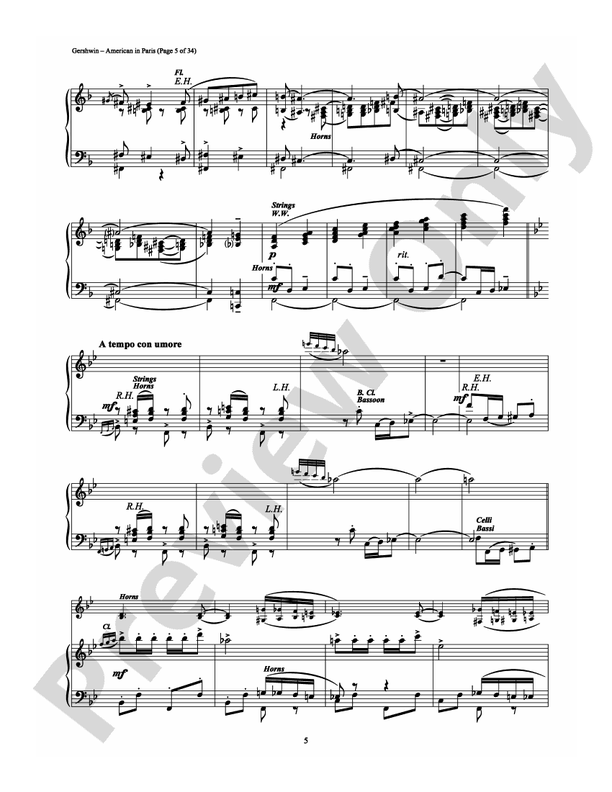 An American in Paris - Piano (Digital Download)