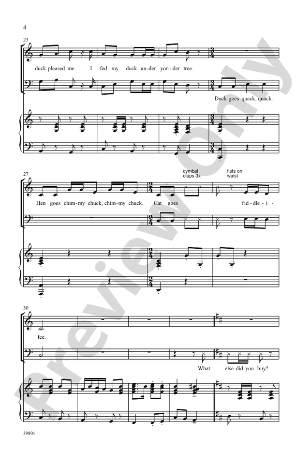 I Bought Me a Cat – SAB Choral Octavo - Digital Sheet Music Download (Digital Download)