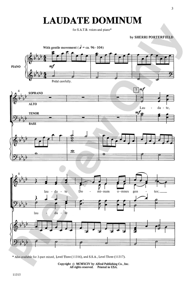 Laudate Dominum - Sherri Porterfield – SATB Choral Octavo (Digital Download)