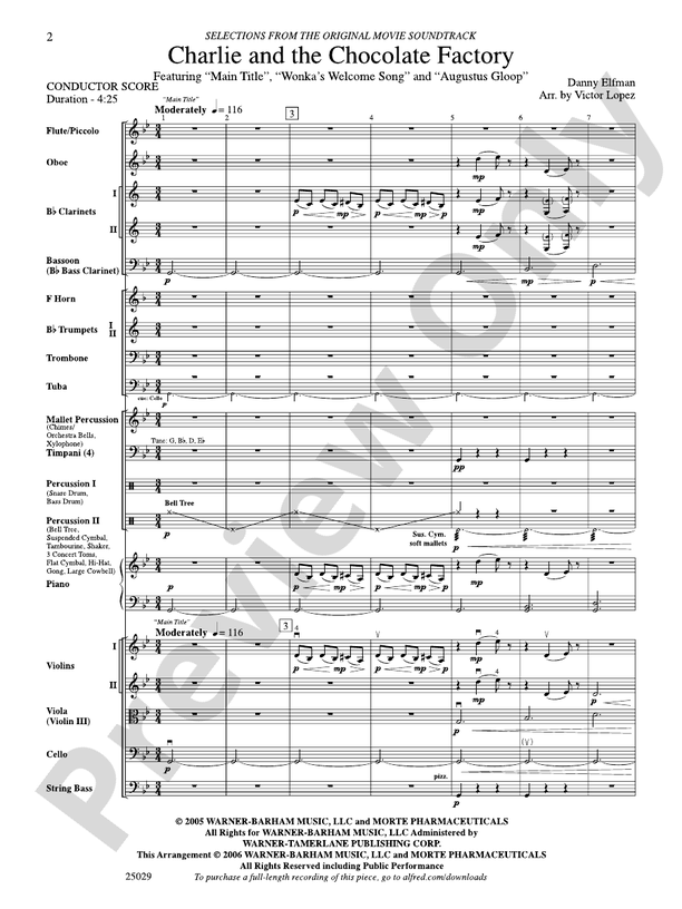 Charlie and the Chocolate Factory, Selections from – Full Orchestra Conductor Score & Parts (Digital Download)