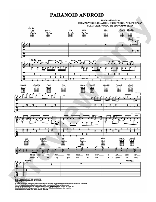 Paranoid Android - Guitar TAB (Digital Download)