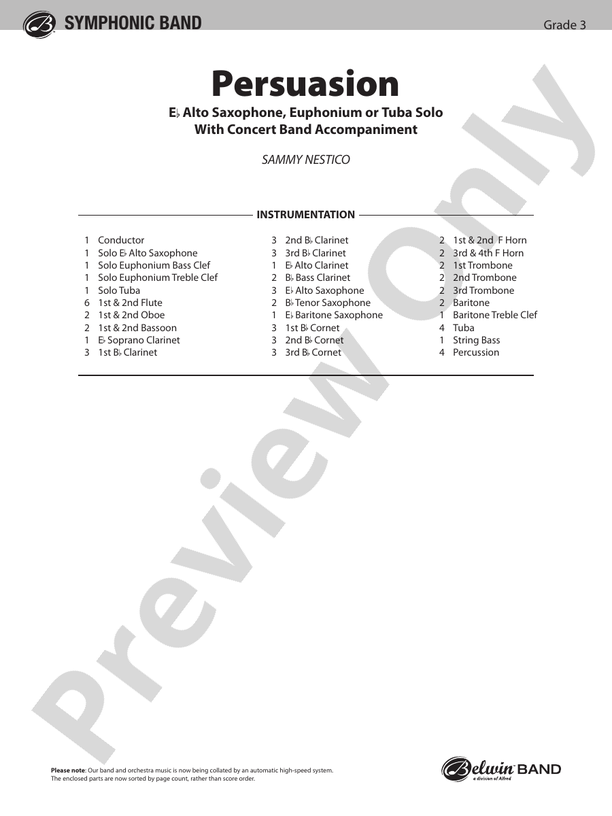 Persuasion - Concert Band Conductor Score & Parts (Digital Download)