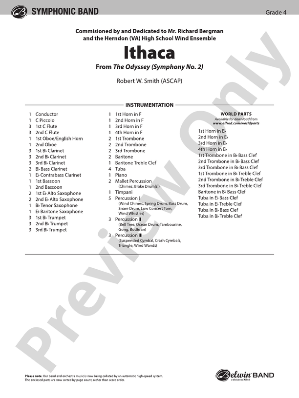 Ithaca (from The Odyssey (Symphony No. 2)) - Concert Band Conductor Score & Parts (Digital Download)
