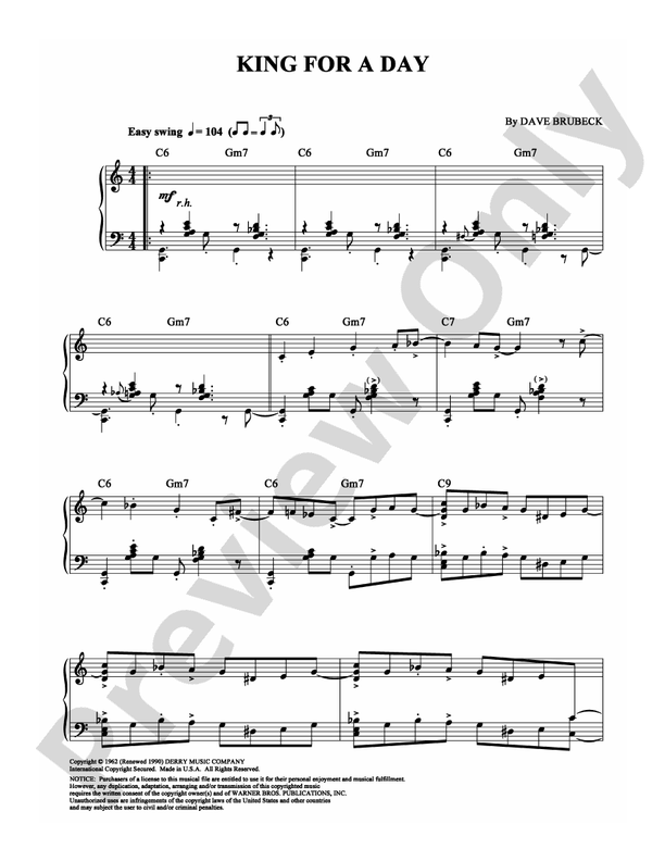 King for a Day - Piano (Digital Download)