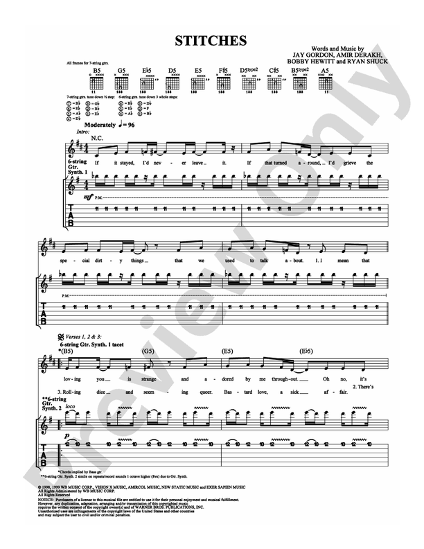 Stitches - Guitar TAB (Digital Download)