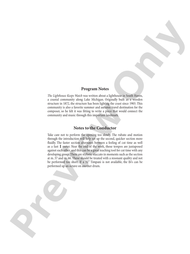 The Lighthouse Keeps Watch - Concert Band Conductor Score & Parts (Digital Download)
