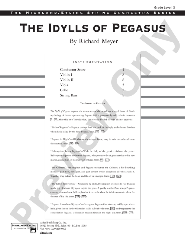 The Idylls of Pegasus – String Orchestra Conductor Score & Parts (Digital Download)