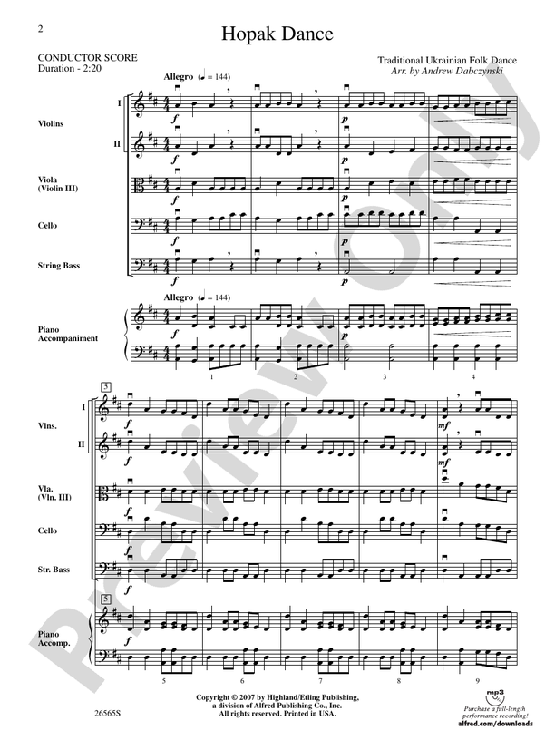 Hopak Dance – String Orchestra Conductor Score & Parts (Digital Download)