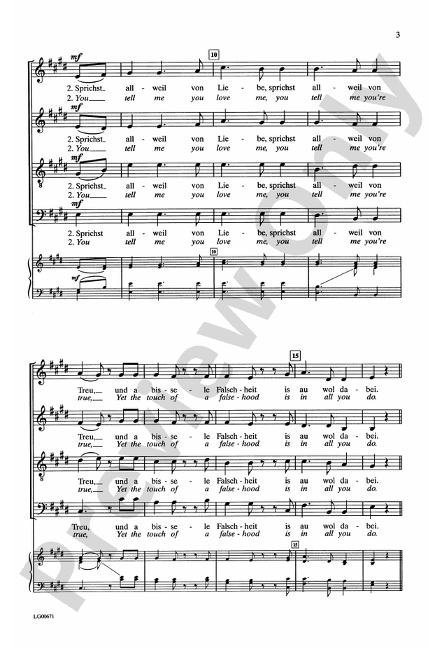 Da Unten Im Tale / In Stiller Nacht (Down Low in the Valley / The Still of Night) – SATB, a cappella Choral Octavo (Digital Download)