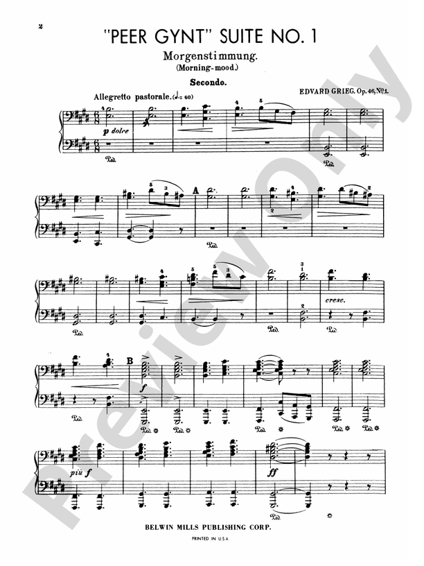 Grieg - Peer Gynt Suite, No. 1, Op. 46 - 1 Piano, 4 Hands (Digital Download)