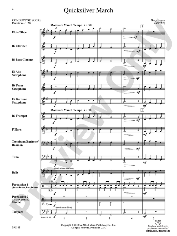 Quicksilver March - Concert Band Conductor Score & Parts (Digital Download)