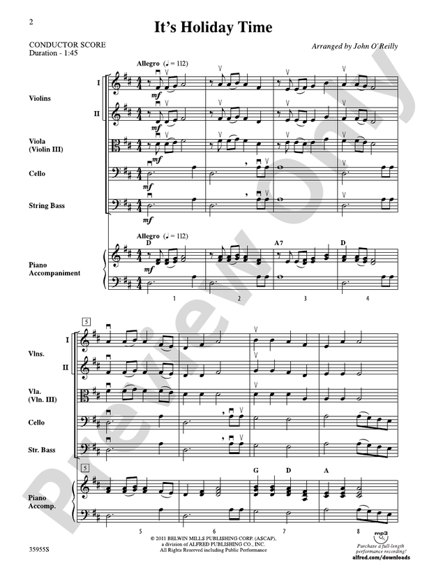 It's Holiday Time – String Orchestra Conductor Score & Parts (Digital Download)