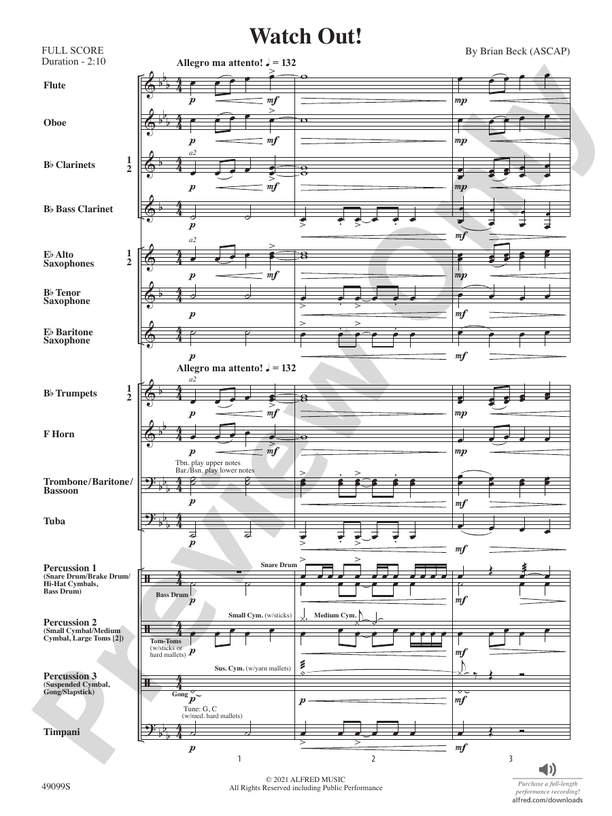 Watch Out! - Concert Band Conductor Score & Parts (Digital Download)