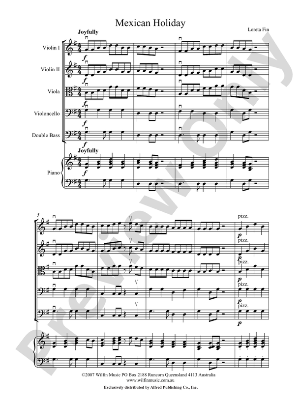 Mexican Holiday - Loreta Fin – String Orchestra Conductor Score & Parts (Digital Download)