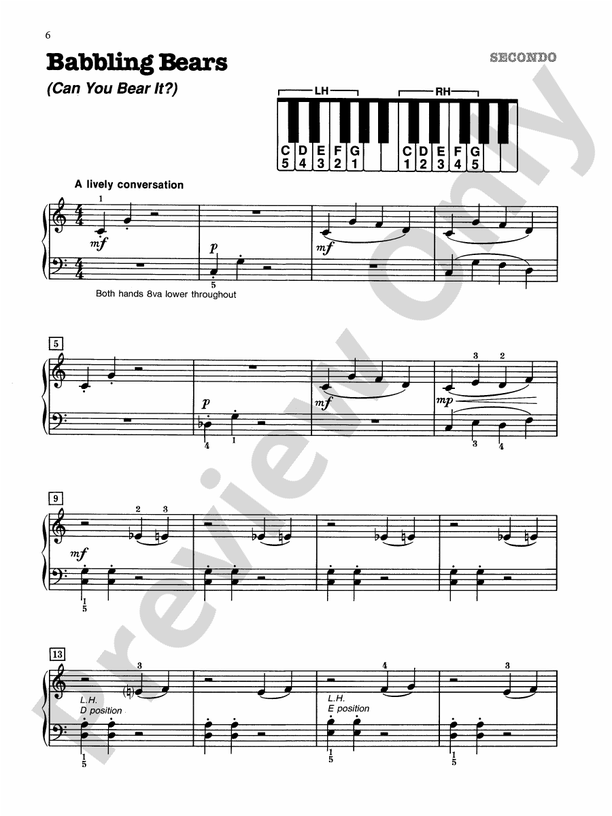 Babbling Bears (Can You Bear It?) - 1 Piano, 4 Hands (Digital Download)