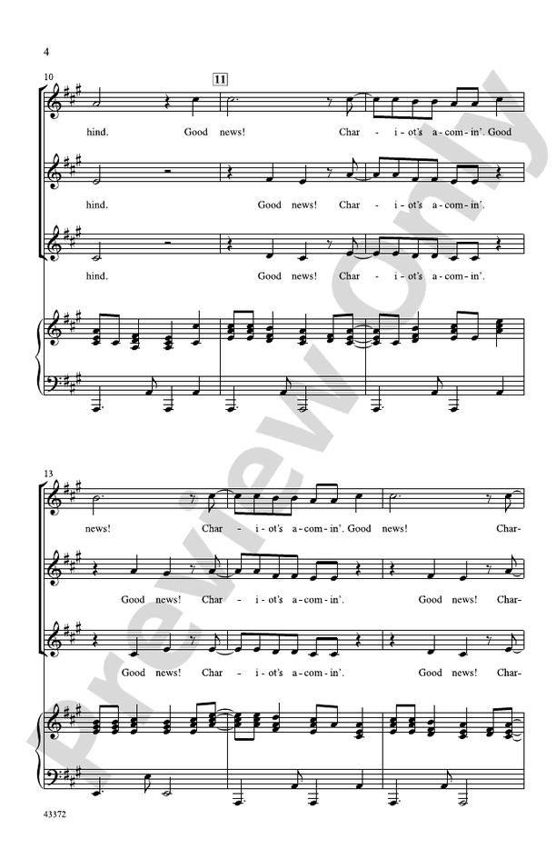 Good News! Chariot's A-Comin' – SSA Choral Octavo (Digital Download)