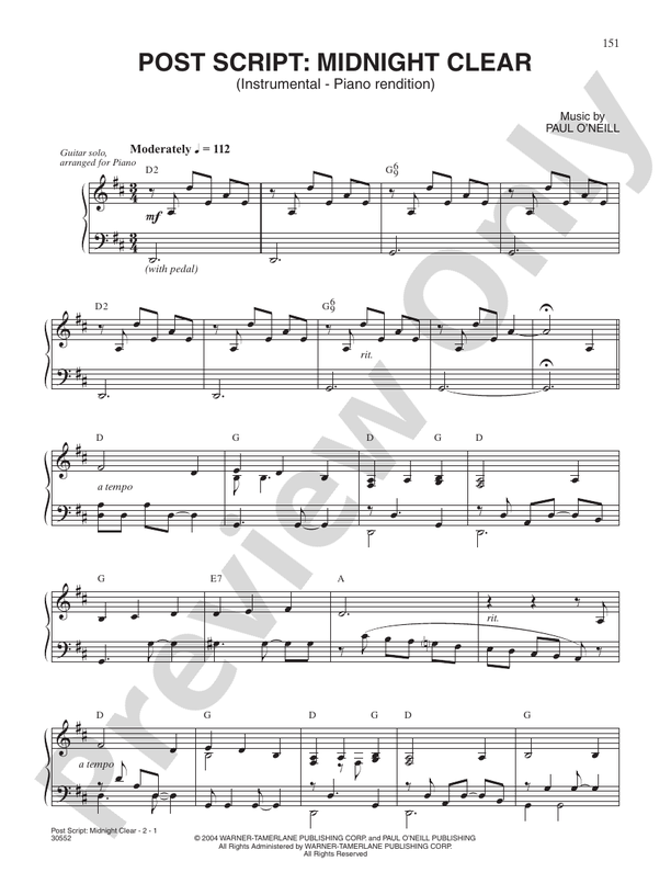 Post Script: Midnight Clear - DSM-PS-0010920 - Piano (Digital Download)