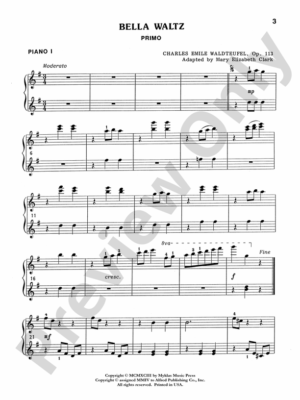 Bella Waltz - 2 Pianos, 8 Hands (Digital Download)