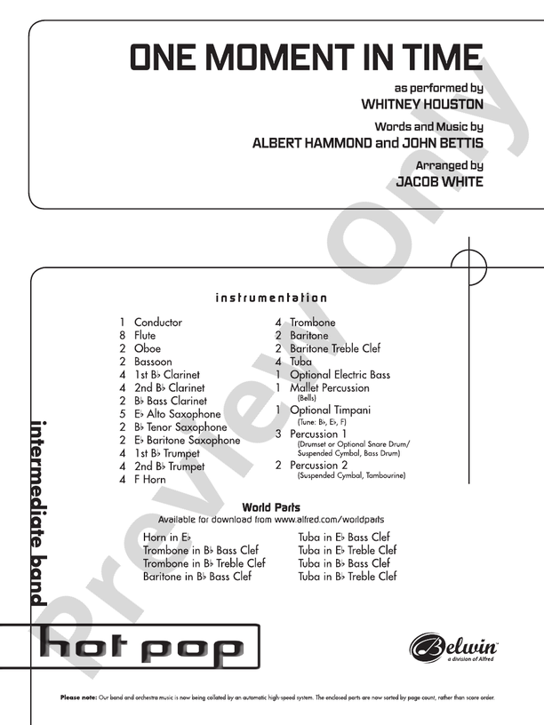 One Moment in Time - Concert Band Conductor Score & Parts (Digital Download)
