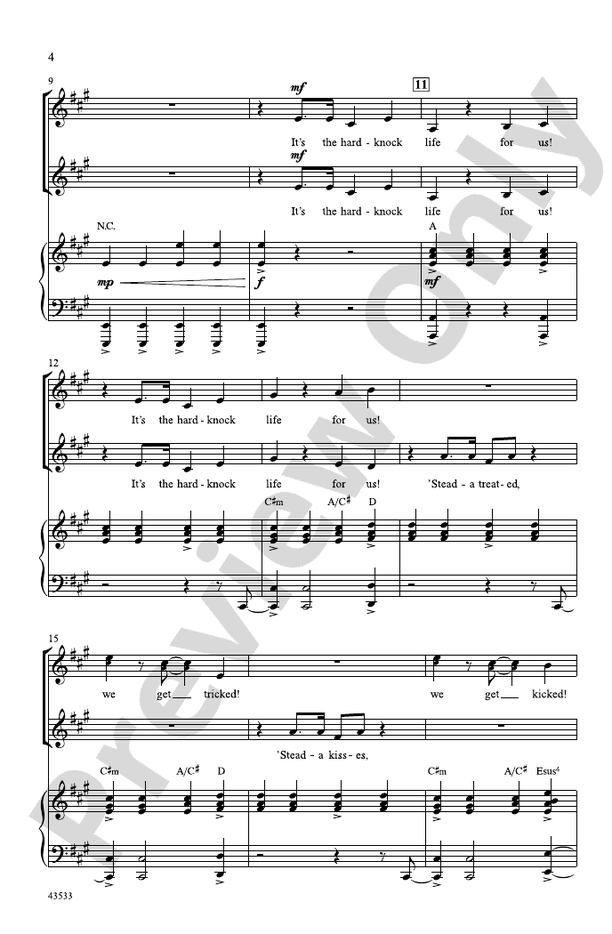 It's a Hard-Knock Life (from the musical Annie) – 2-Part Choral Octavo (Digital Download)