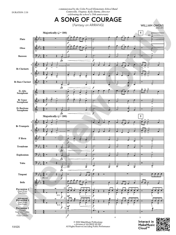 A Song of Courage – Concert Band Conductor Score & Parts (Digital Download)
