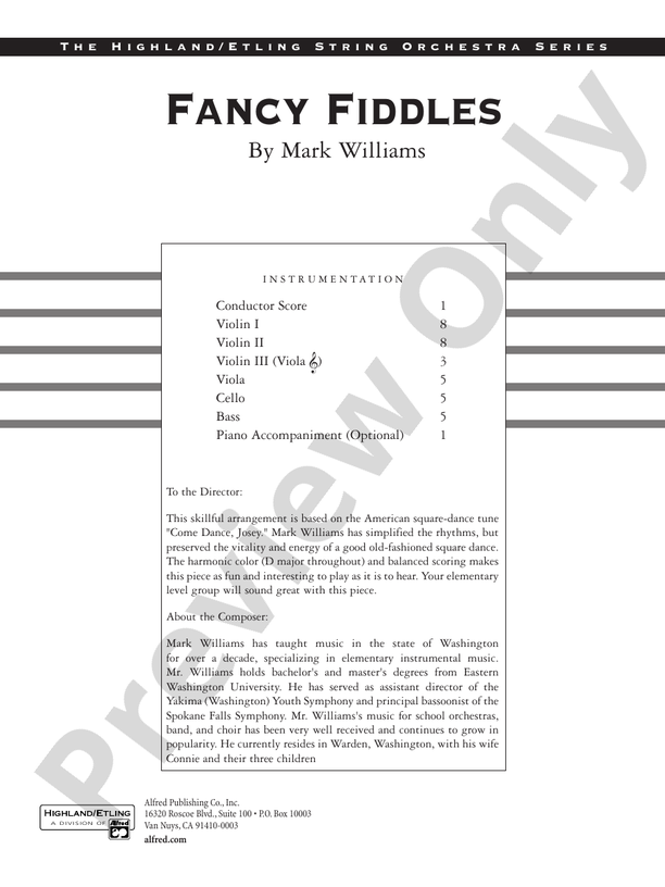 Fancy Fiddles – String Orchestra Conductor Score & Parts (Digital Download)