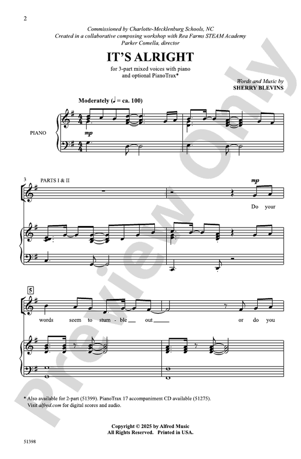 It's Alright - 3 Part Mixed Choral Octavo (Digital Download)