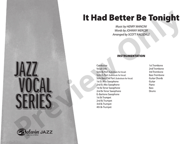 It Had Better Be Tonight - Jazz Ensemble Conductor Score & Parts (Digital Download)